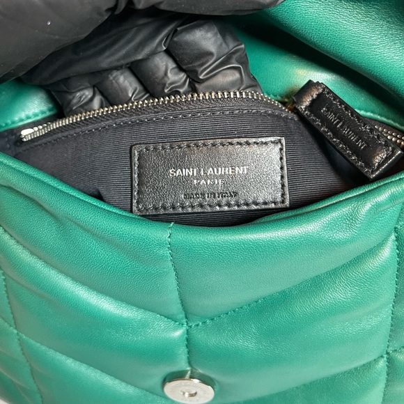 Saint Laurent Lambskin Quilted Small Loulou Puffer Chain Satchel Green Field - Picture 10 of 16